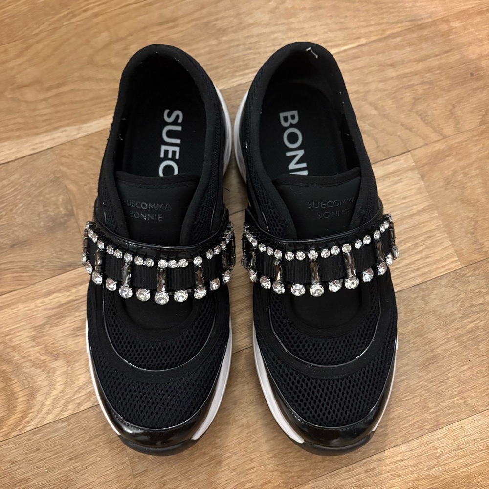 Suecomma Bonnie Black Embellished Slip-On Sneakers